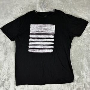 Vestige VSTG Mens‎ XL Black Graphic T-Shirt White Scribble Line Art Cotton Tee